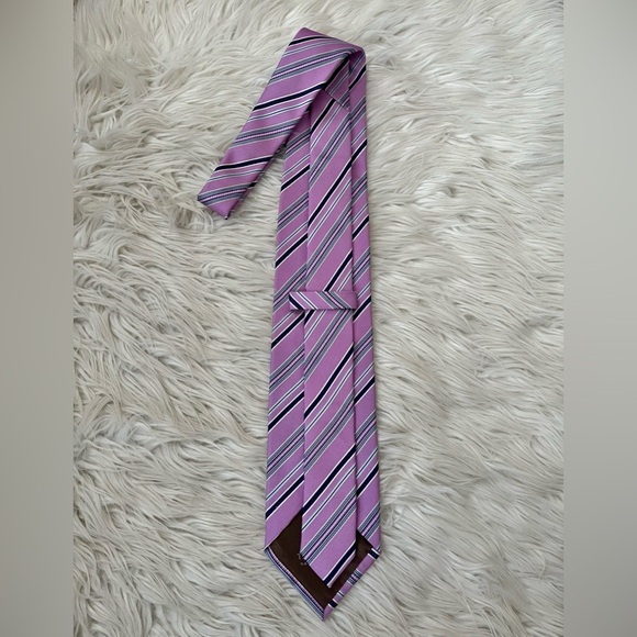 {TailorByrd} Silk Striped Neck Tie Handmade in Italy - Adult One Size - Picture 3 of 5
